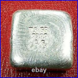 Cast Poured Square Bar 75 Grams. 9999 Fine Silver