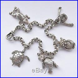 Charming Vintage Solid Sterling Silver Charm Bracelet Articulated Animals 41g