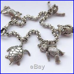 Charming Vintage Solid Sterling Silver Charm Bracelet Articulated Animals 41g