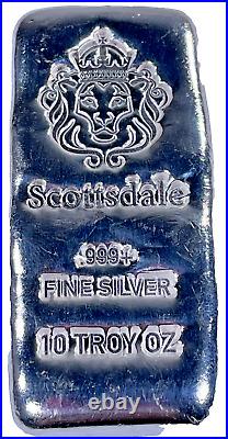 Chunky Scottsdale Mint 10 Oz Loaf Bar Fine Silver Bullion 999 Cast Solid