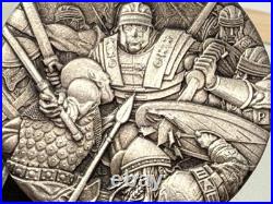 Coin Solid Silver 2 oz Warfare Roman Legion Boxed Certificate Tuvalu 2018