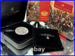 Coin Solid Silver 2 oz Warfare Roman Legion Boxed Certificate Tuvalu 2018