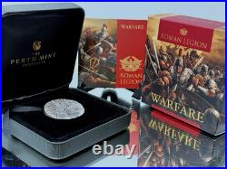 Coin Solid Silver 2 oz Warfare Roman Legion Boxed Certificate Tuvalu 2018