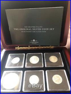 Coin set solid silver. Six Genuine Silver Coins From The Era Of WWI. London Mint
