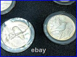 Collection of 35 x 2.3oz SOLID SILVER FH Medallions British Birds by Peter Scott