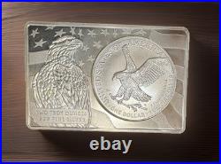 Colorized Liberty $1 Coin Surrounded By 1 Oz Silver Square. 2oz Silver Total