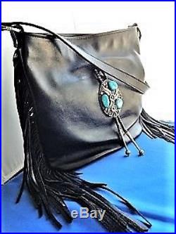 Concealed Weapon Leather Purse With Navajo Silver and Turquoise Bolo Tie RR067