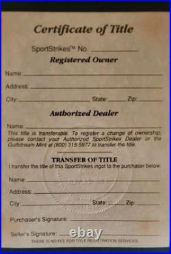 Dan Marino Sports Strike 6oz Solid Silver Card Beautiful! Look