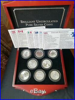 Danbury 8 Brilliant Uncirculated 1oz World Solid Silver Coins Bullion