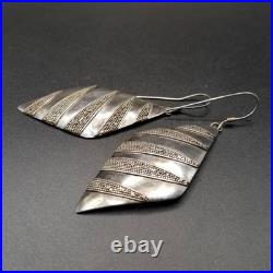 Diamond Shape Bullion Slash Design 925 Silver Vintage F