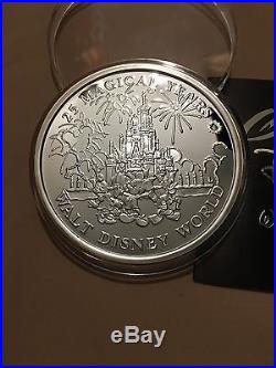 Disney World 25 Magical Years 5 Troy Oz Solid. 999 Silver Coin / Medallion