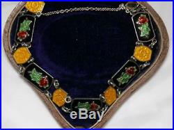 EXCEPTIONAL Antique ART DECO Solid SILVER Basse-taille ENAMEL Chinese Bracelet