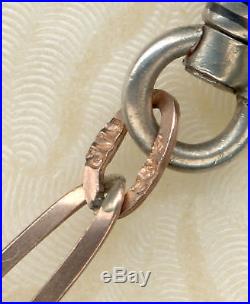 Extra Long Vintage Solid Silver Niello Gold V. Pocket Watch Chain Seal S&s 800