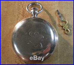 Early 1864 Waltham Wm Ellery Civil War Solid Silver Hunter Pocket Watch Runs