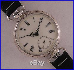 Early'1900 D+C Antique Swiss SOLID SILVER GOLIATH Wrist Watch Perfect Serviced