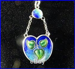 Edwardian Art Nouveau Solid Silver & Enamelled Pendant and Chain, American
