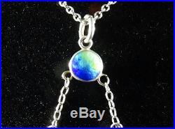 Edwardian Art Nouveau Solid Silver & Enamelled Pendant and Chain, American
