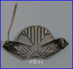 Edwardian Arts and Crafts Solid Silver and Enamel Brooch