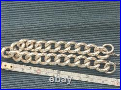 Empty Vintage Hmk'd Solid Silver Charm Bracelet +Heart Padlock+ safety chain 30g