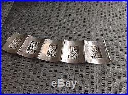 Estate Vintage Antique Victorian Solid Silver Egyptian Wide Panel Bracelet