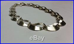 Extremely rare vintage solid silver george jensen necklace twist links 82 gram