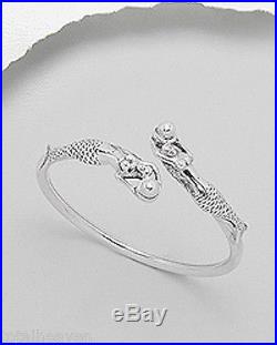FEMININE 19g Solid Sterling Silver 20mm Mermaid Bangle Bracelet