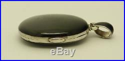 FINE RARE VICTORIAN ENAMEL SEED PEARL SOLID SILVER DOUBLE MOURNING LOCKET c1876