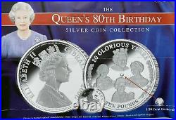 FIVE OUNCES! Solid Silver 1/10 Carat Diamond Coin Queens 80th Birthday Ltd 1926