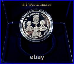 FIVE OUNCES! Solid Silver 1/10 Carat Diamond Coin Queens 80th Birthday Ltd 1926
