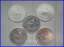 FIVE Solid Silver 1oz Krugerrand Silver Coins Rounds 2019 FREEPOST
