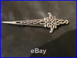 Fabulous Modernist Danish Solid Silver Celtic Sword Brooch, CLE