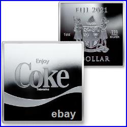 Fiji COCA-COLA 1oz ARDEN Silver SQUARE $1 Coin 999 AG NOT ROUND ELIZABETH 777