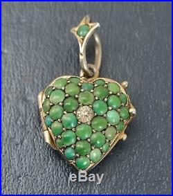 Fine Antique SOLID SILVER GILT, Persian Turquoise & White Paste HEART LOCKET