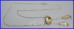 Fine Antique SOLID SILVER & Natural CITRINE Negligee Necklace with Faceted Drops