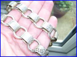 Fine Lge Antique Victorian Solid Silver Book Chain Collar 20 Necklace & Locket