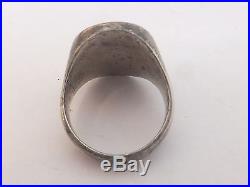 Fine heavy antique armorial seal solid silver ring