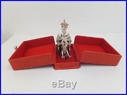 Fine large Indian solid silver gem stone ebony elephant ornament boxed