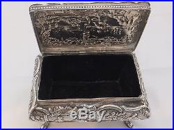 Fine solid silver 19th century embossed Dutch/caskett tea caddy