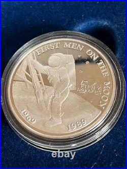 First Men On The Moon Solid Silver $50 Boxed With COA