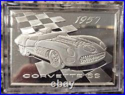 Franklin Mint 1957 Corvette Super Sport. 925 SOLID SILVER INGOT WithHard Case
