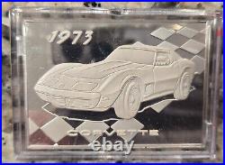 Franklin Mint 1973 Corvette. 925 SOLID SILVER INGOT WithHard Case