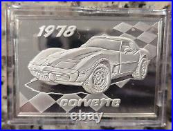 Franklin Mint 1978 Corvette. 925 SOLID SILVER INGOT WithHard Case