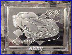 Franklin Mint 1981 Corvette. 925 SOLID SILVER INGOT WithHard Case
