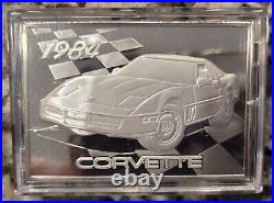 Franklin Mint 1984 Corvette. 925 SOLID SILVER INGOT WithHard Case