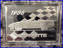 Franklin Mint 1986 Corvette. 925 SOLID SILVER INGOT WithHard Case