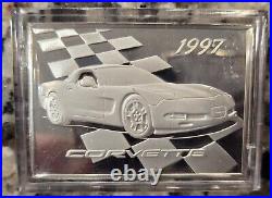 Franklin Mint 1997 Corvette. 925 SOLID SILVER INGOT WithHard Case