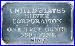 Freemasonry 1973 1 Troy oz. 999 Fine Silver Art Bar USSC Square & Compass Symbol