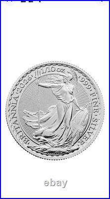 Full tube of 16 x 2026 1/10 oz ounce Solid Silver Britannia Coin. 999 Pure