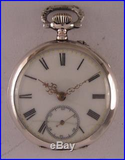 Fully Serviced All Original 1895 GENT'S Swiss Solid Silver Pocket Watch Perfect