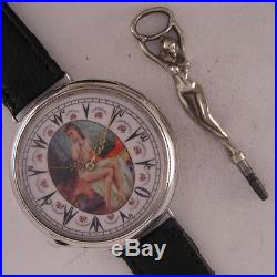 Fully Serviced ORIGINAL 1870 French Erotic Oriental Solid SILVER Wrist Watch